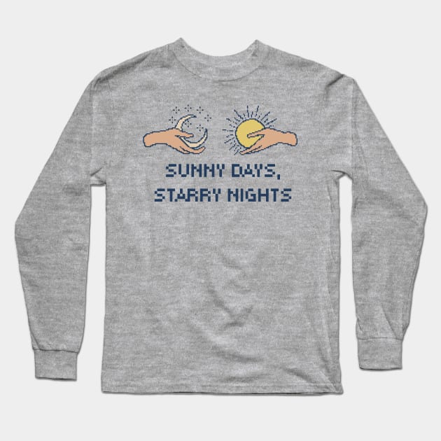 Sunny Days, Starry Night. 8Bit Pixel Art Long Sleeve T-Shirt by pxlboy